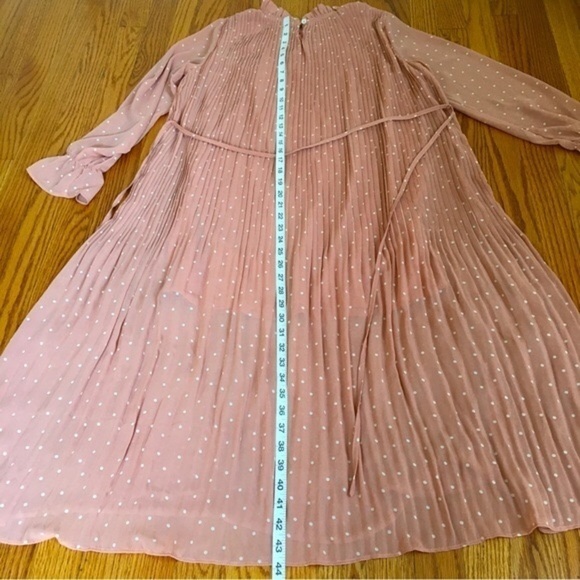 ILLA ILLA Hope’s Blush Polka Dot Long Sleeves Pleated Relaxed Fit Midi Dress - Picture 12 of 16